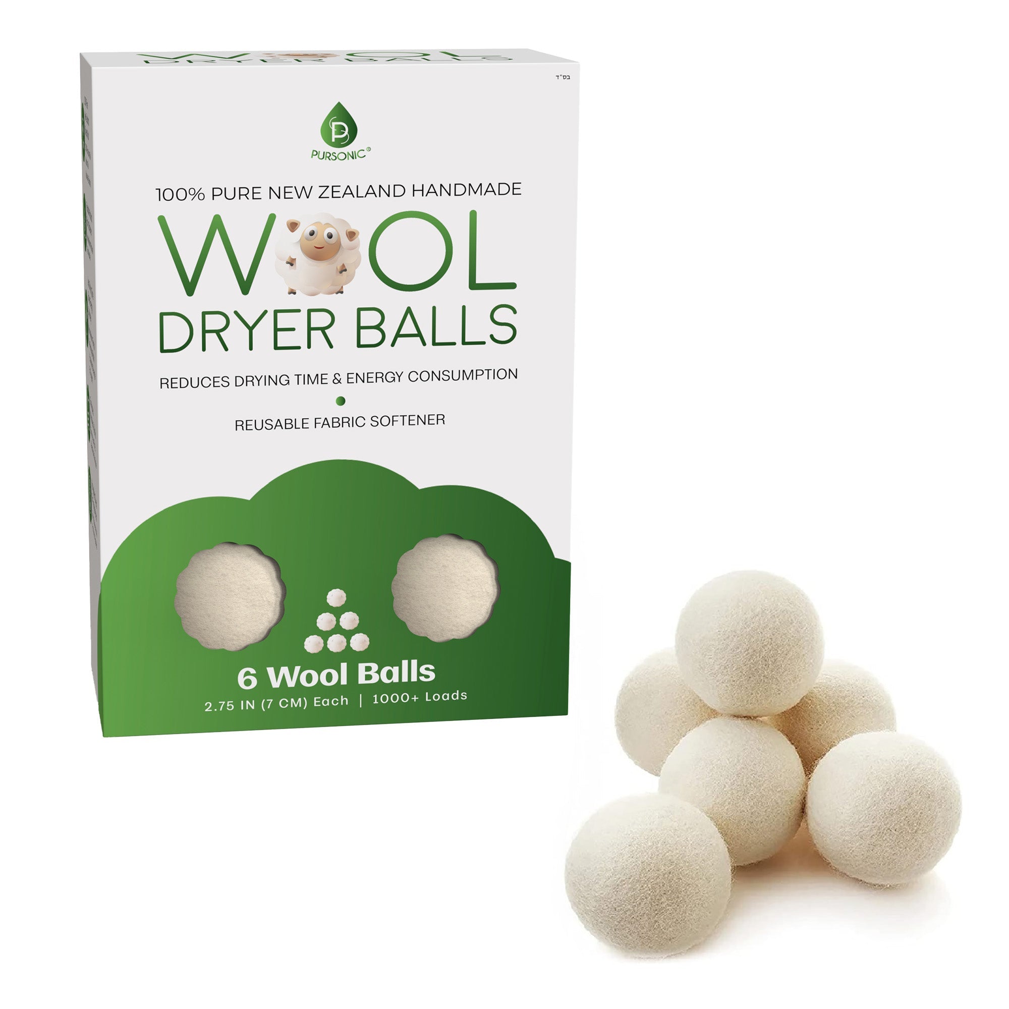 100% Pure New Zealand Wool Dryer Balls - BlueBreeze