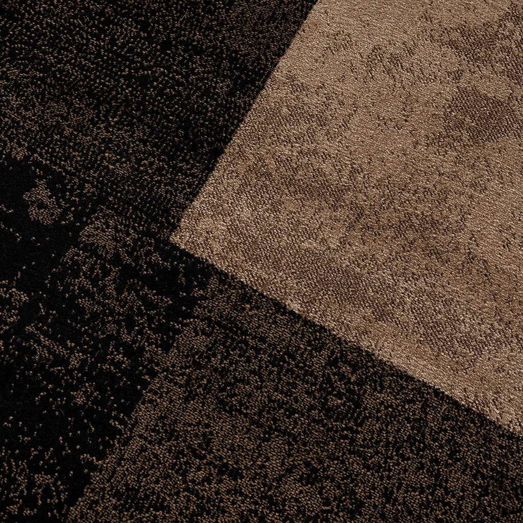 13' Brown And Black Geometric Shag Runner Rug - BlueBreeze