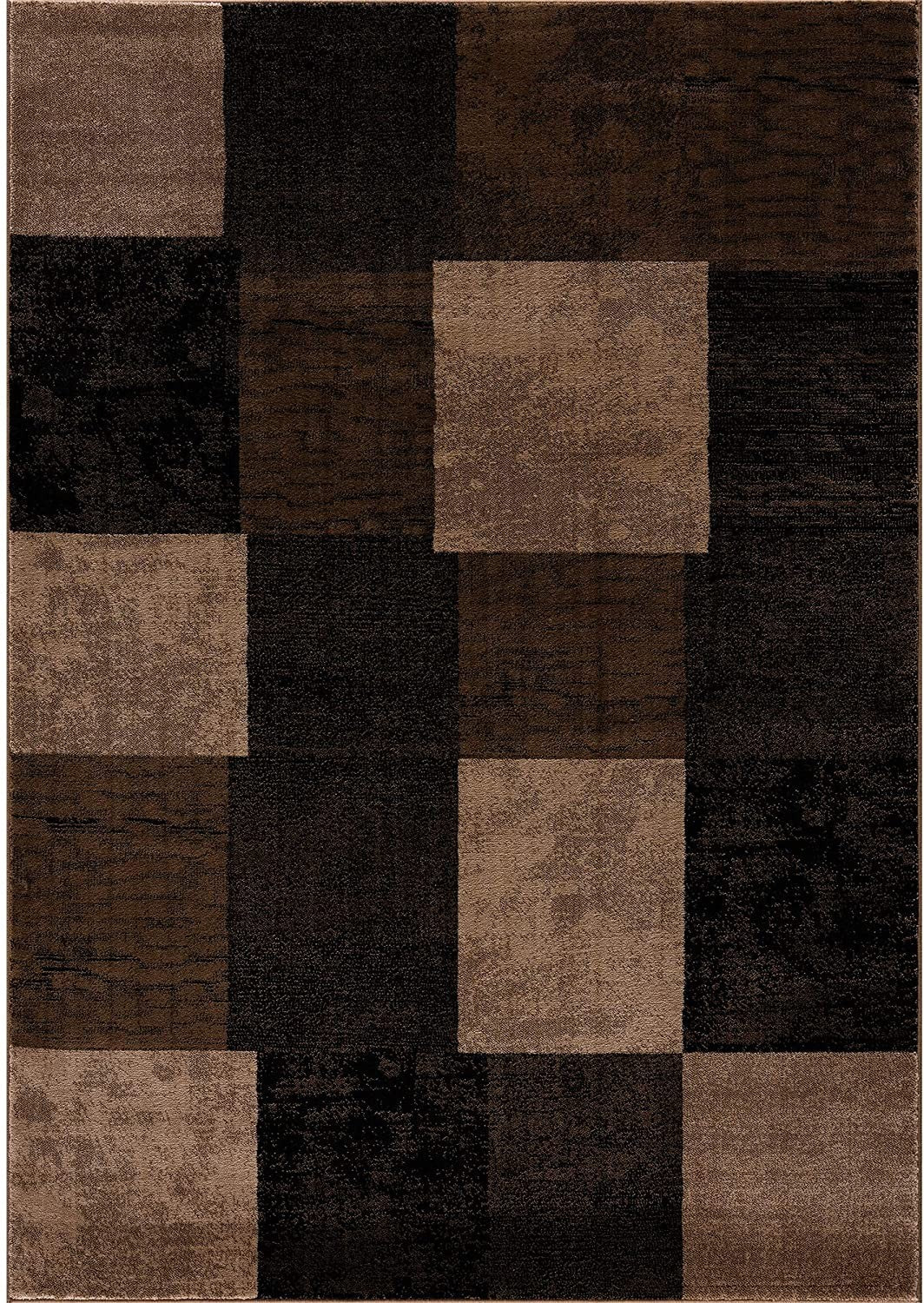 13' Brown And Black Geometric Shag Runner Rug - BlueBreeze