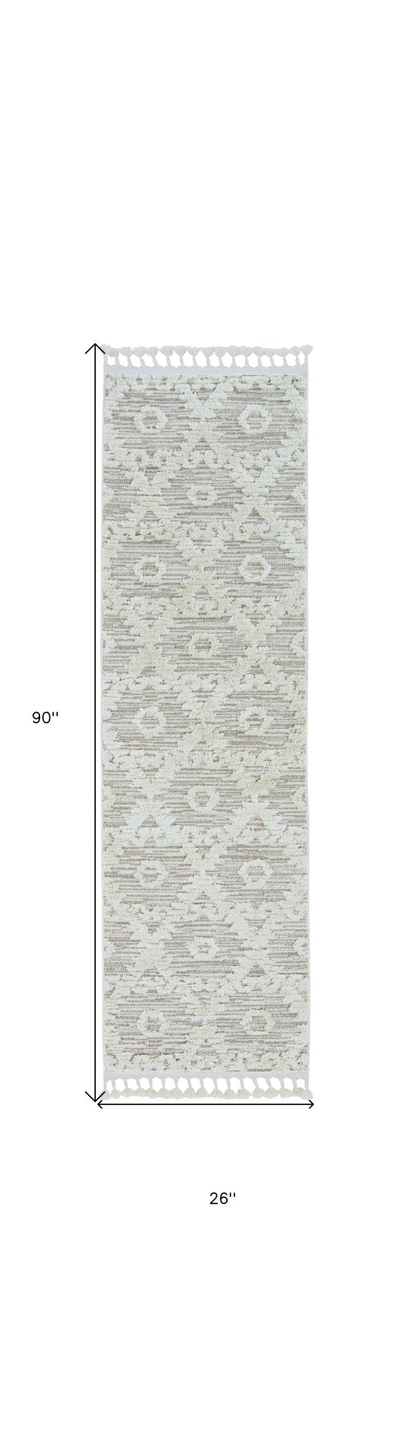 8' Beige and Ivory Geometric Runner Rug - BlueBreeze
