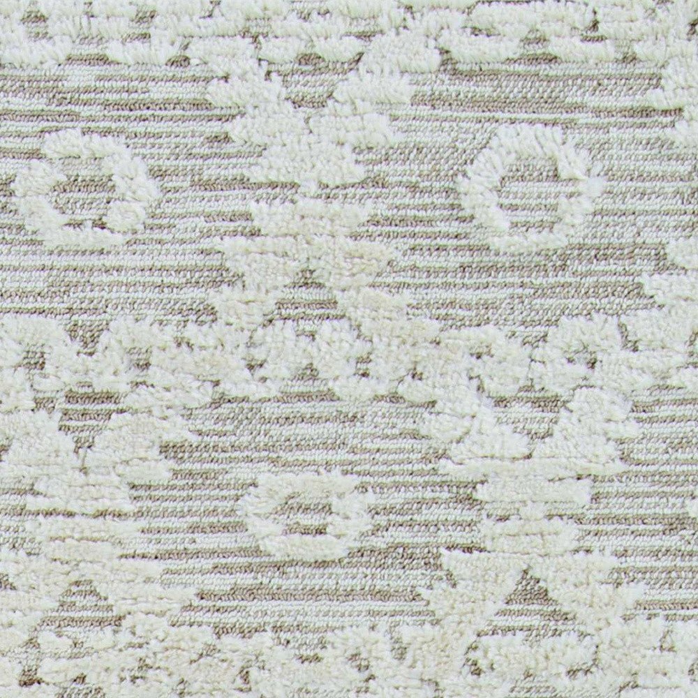 8' Beige and Ivory Geometric Runner Rug - BlueBreeze