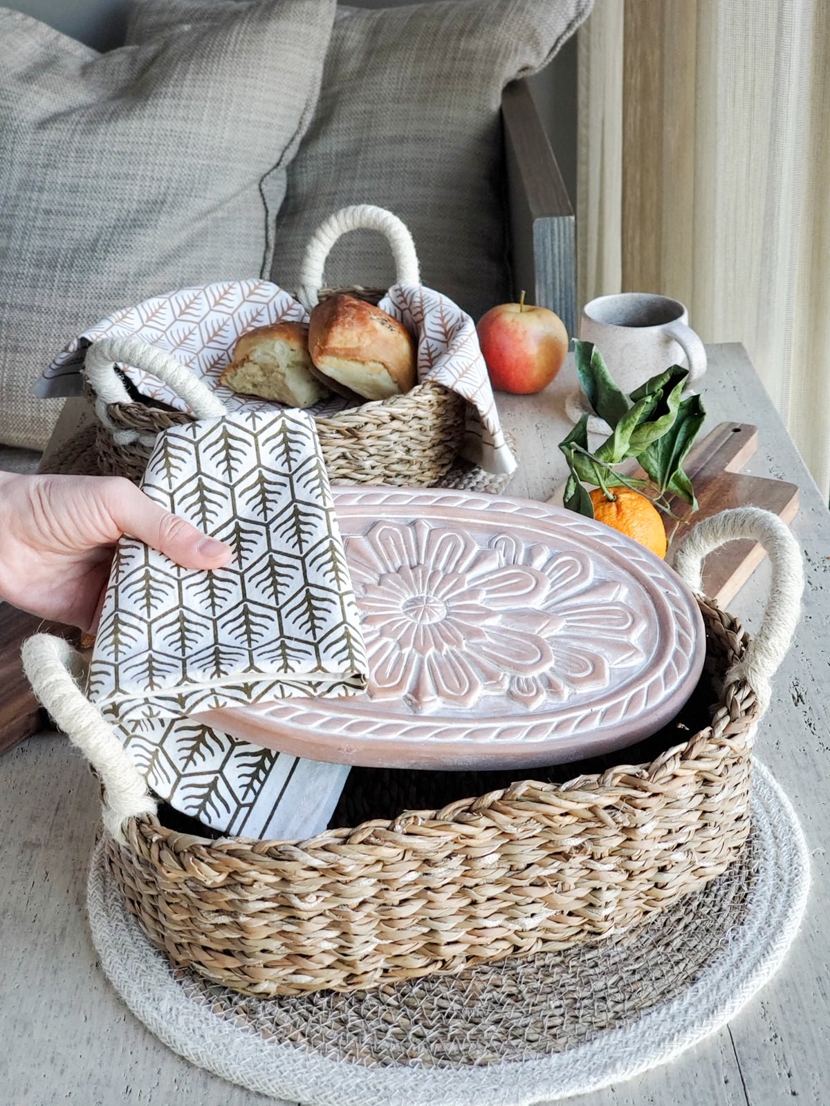 Bread Warmer & Basket - Flower - BlueBreeze