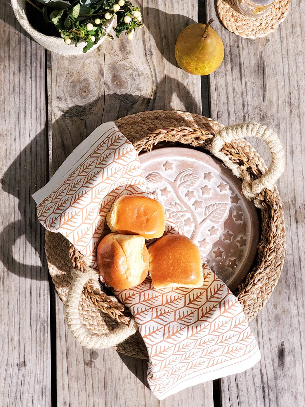 Bread Warmer & Basket Gift Set with Tea Towel - Owl Round - BlueBreeze