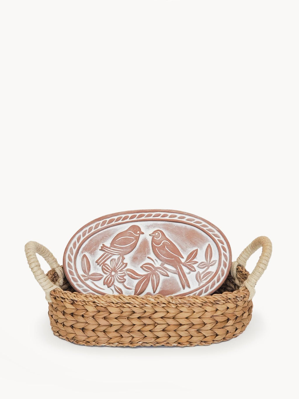 Bread Warmer & Basket - Lovebirds Oval - BlueBreeze