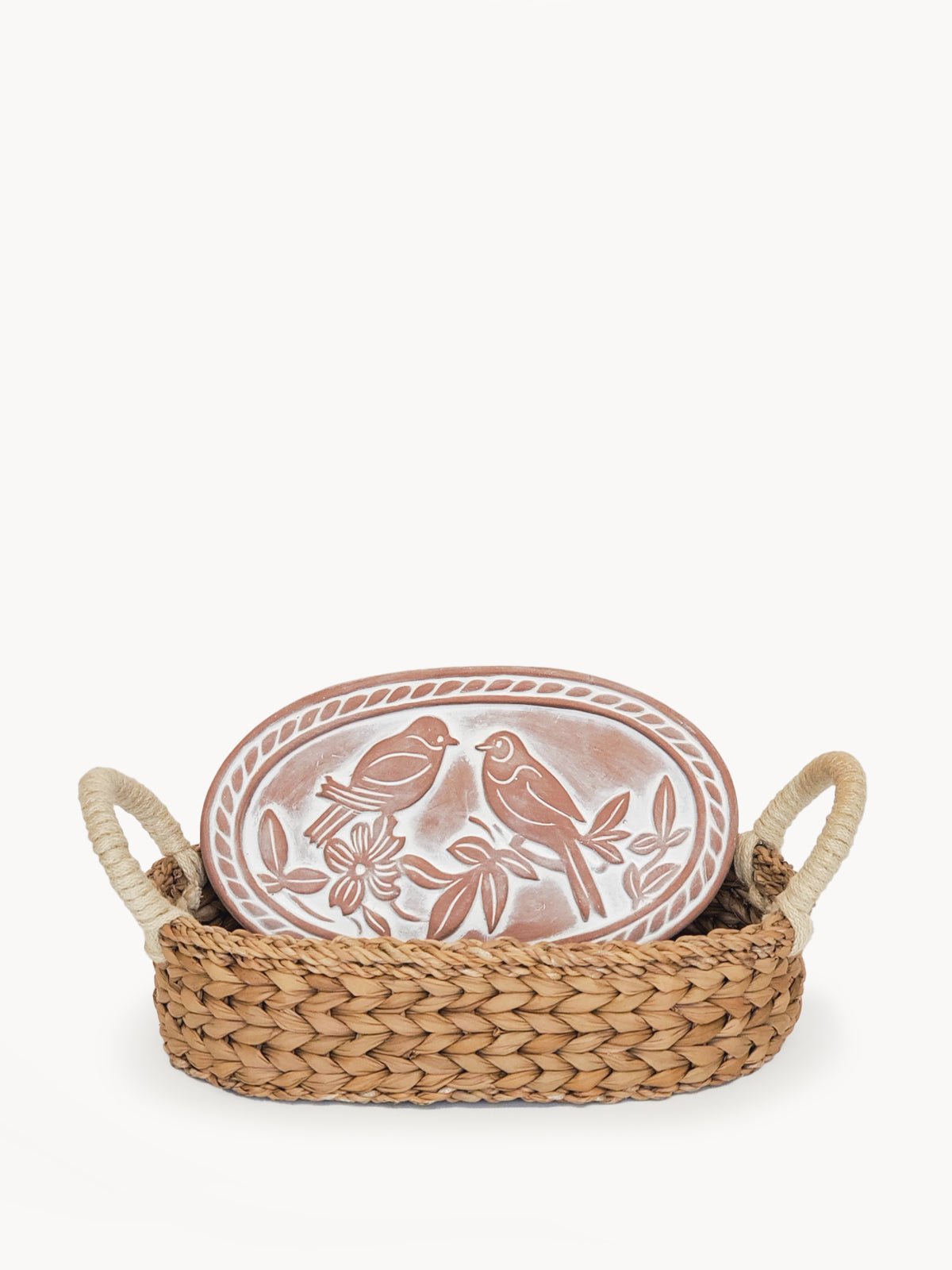 Bread Warmer & Basket - Lovebirds Oval - BlueBreeze