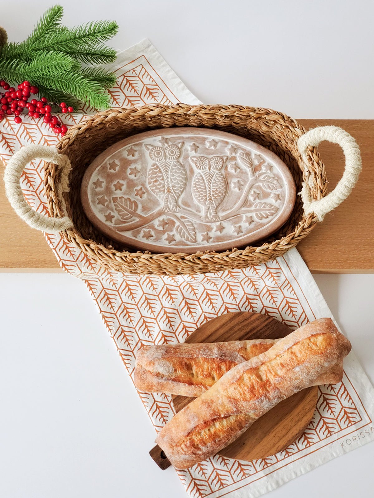 Bread Warmer & Basket - Owl Oval - BlueBreeze