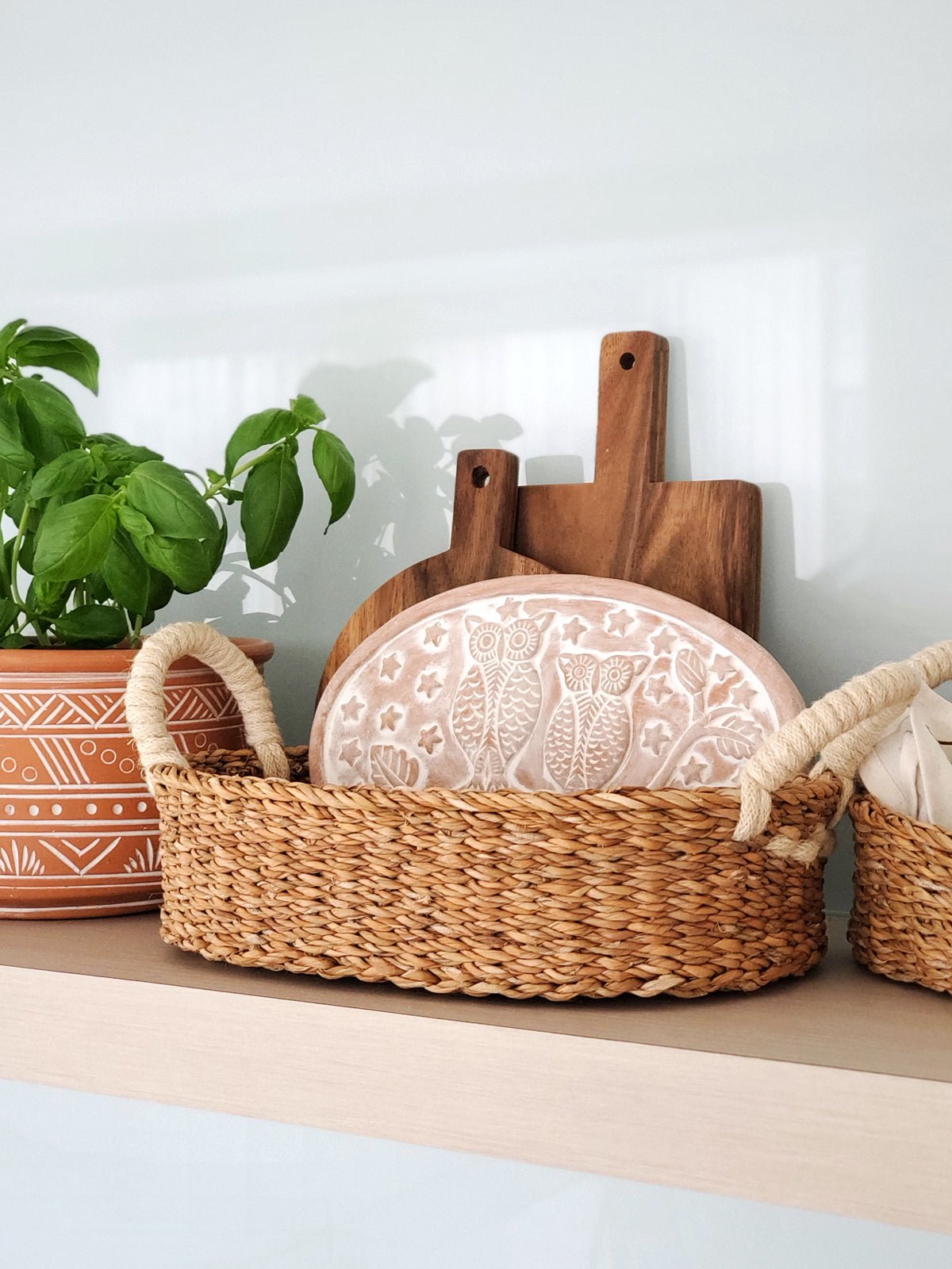 Bread Warmer & Basket - Owl Oval - BlueBreeze
