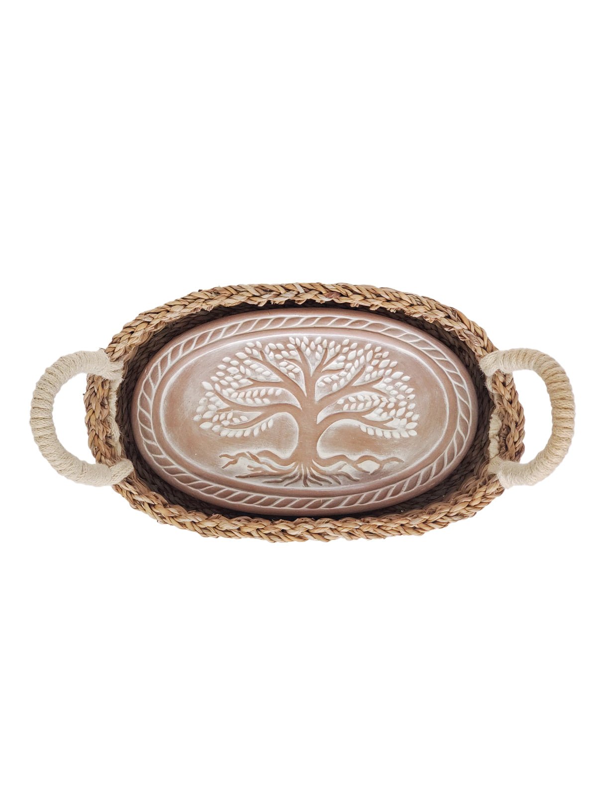 Bread Warmer & Basket - Tree of Life Oval - BlueBreeze