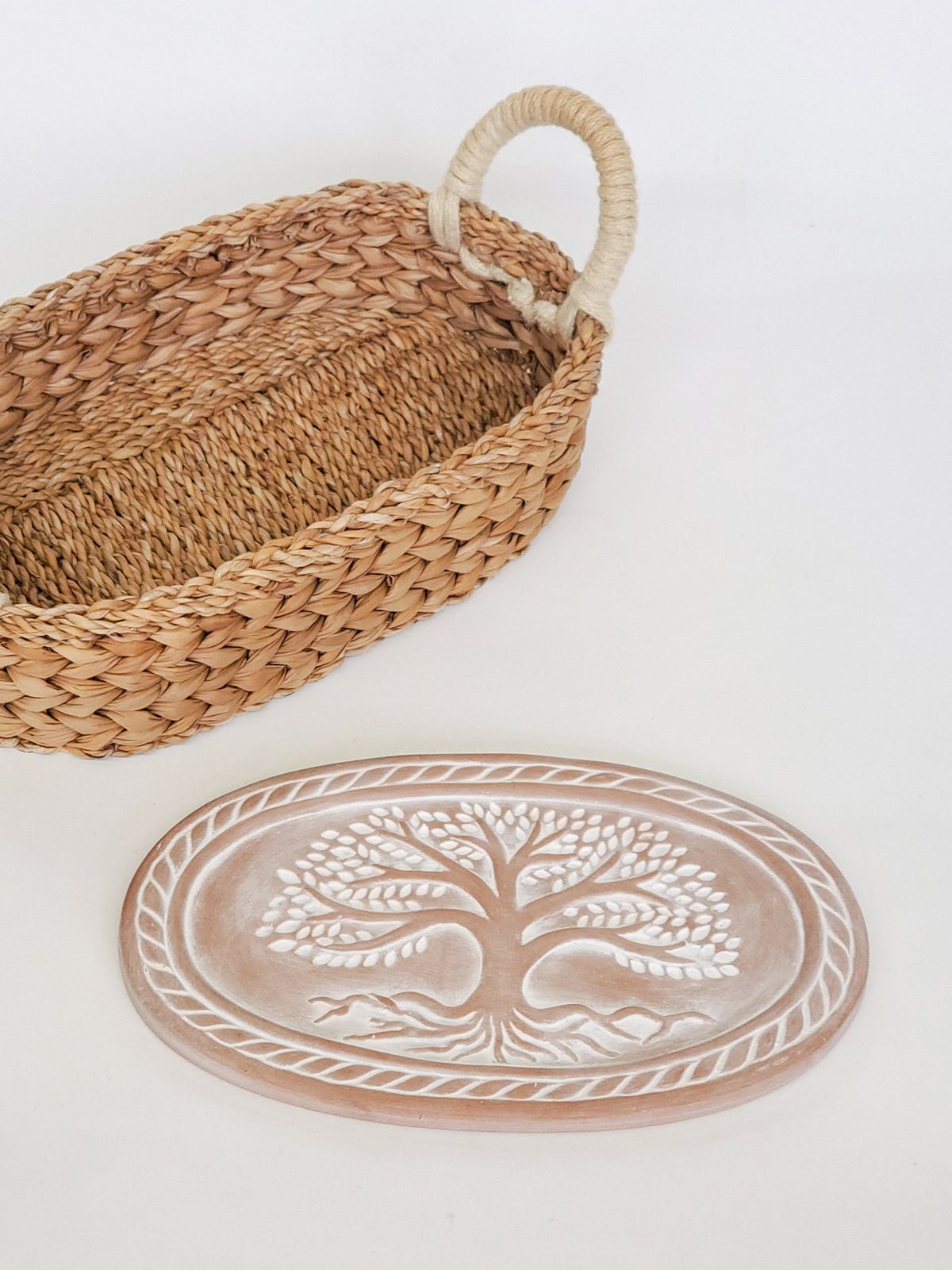 Bread Warmer & Basket - Tree of Life Oval - BlueBreeze