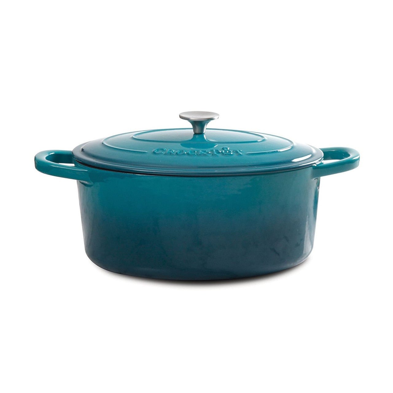 Crock Pot Artisan 5 Quart Round Enameled Cast Iron Dutch Oven in Teal Ombre - BlueBreeze
