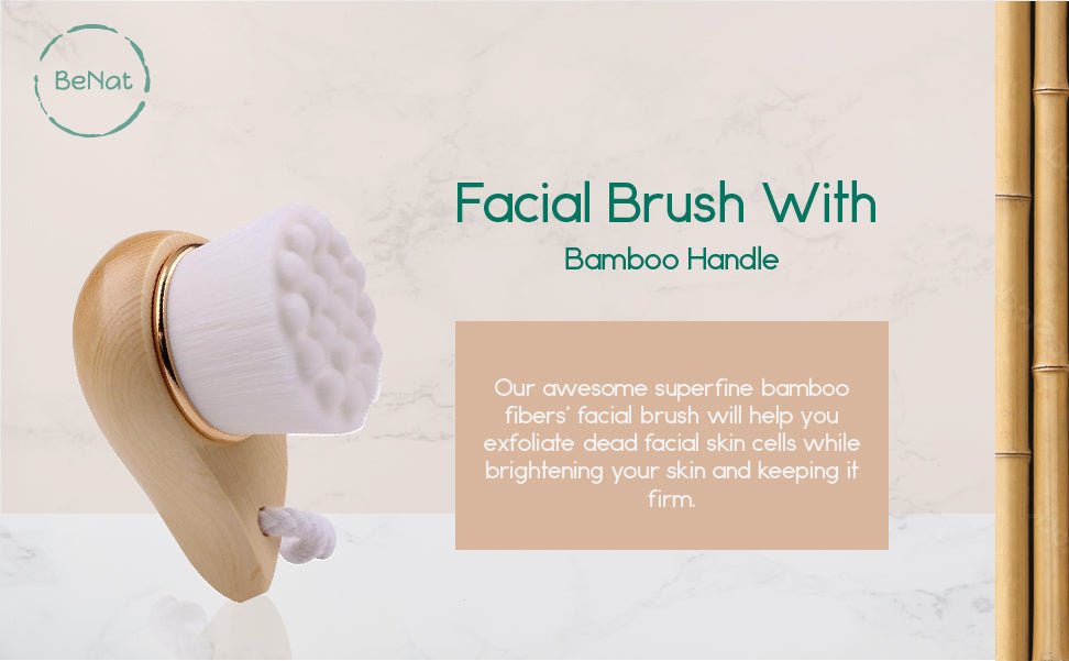 Facial Brush with Bamboo Handle - BlueBreeze
