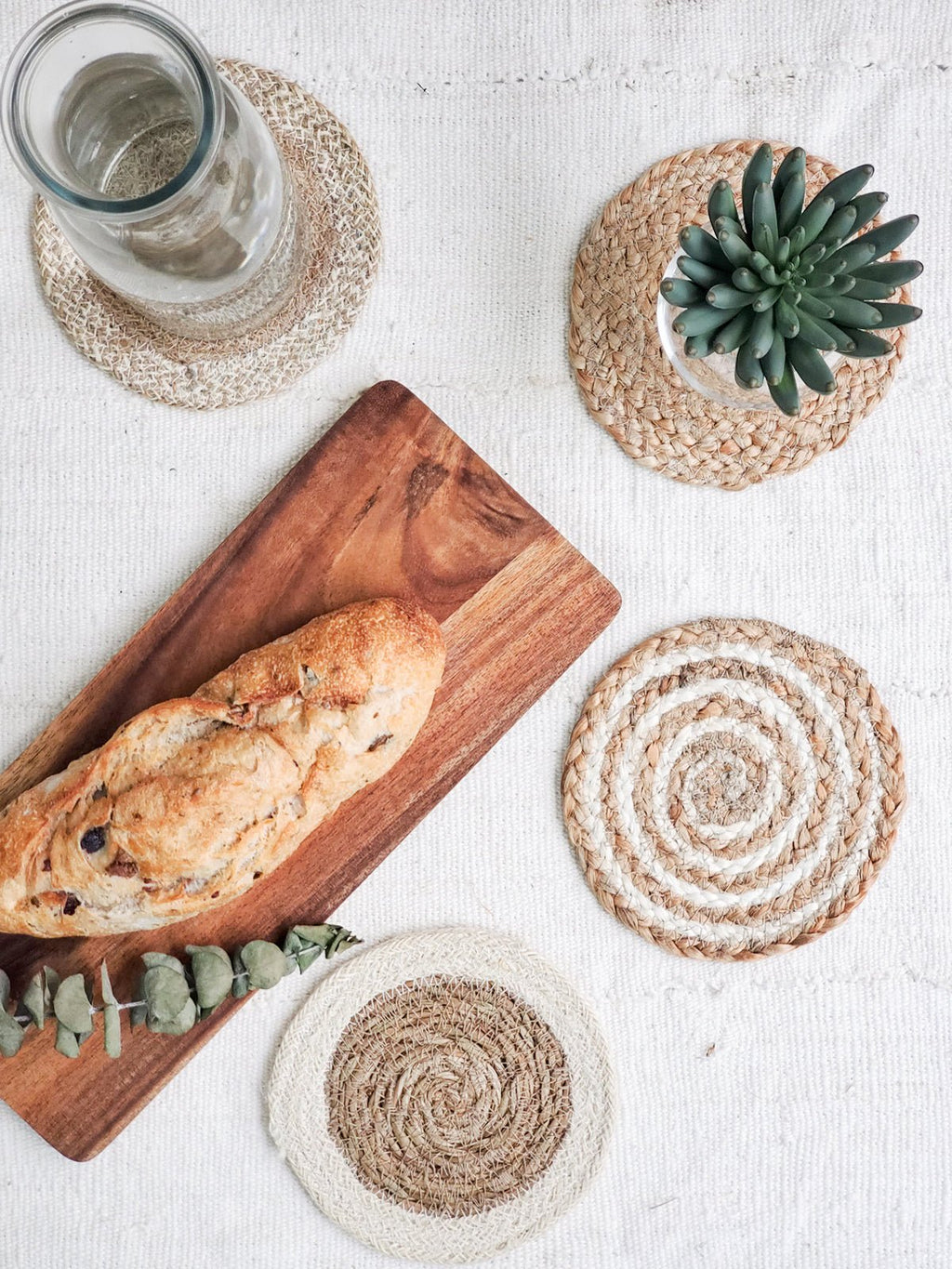 Natural Coaster Trivet Gift Set with Green pouch - BlueBreeze