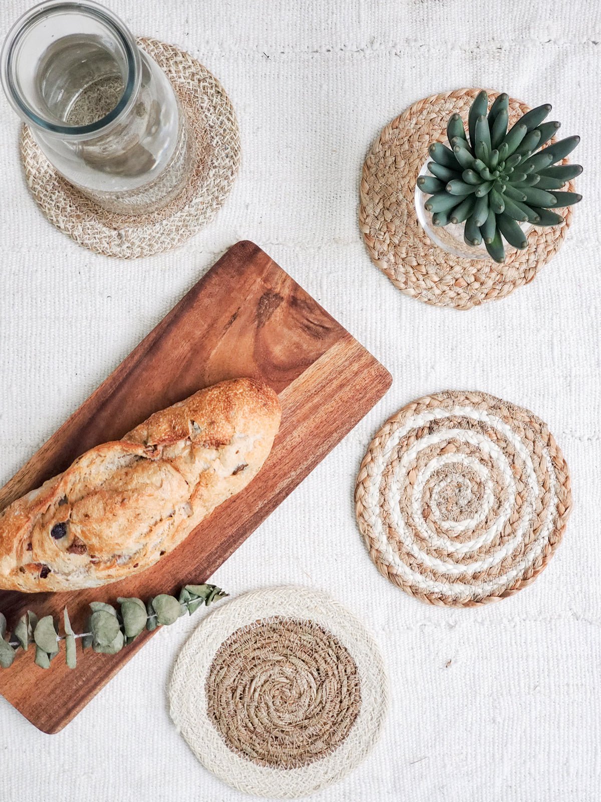 Natural Coaster Trivet Gift Set with Green pouch - BlueBreeze