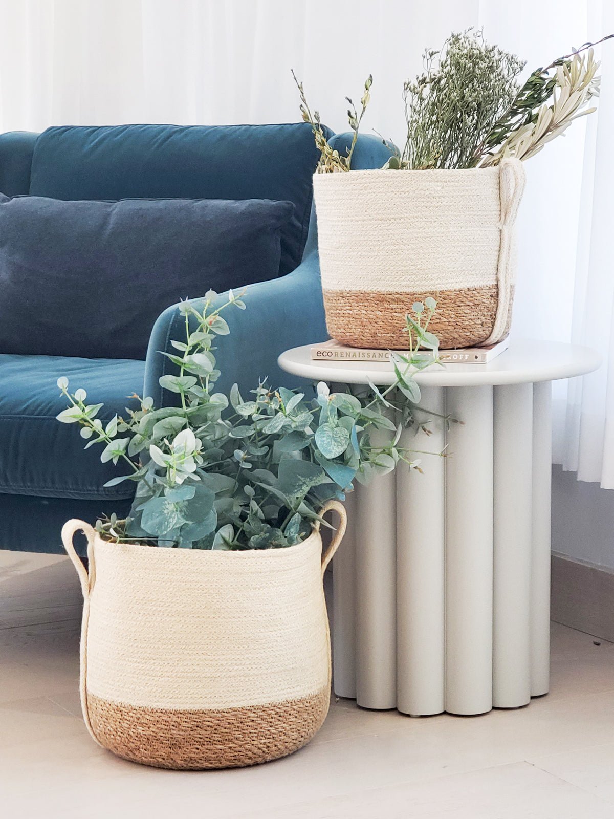 Savar Basket with Side Handle - BlueBreeze